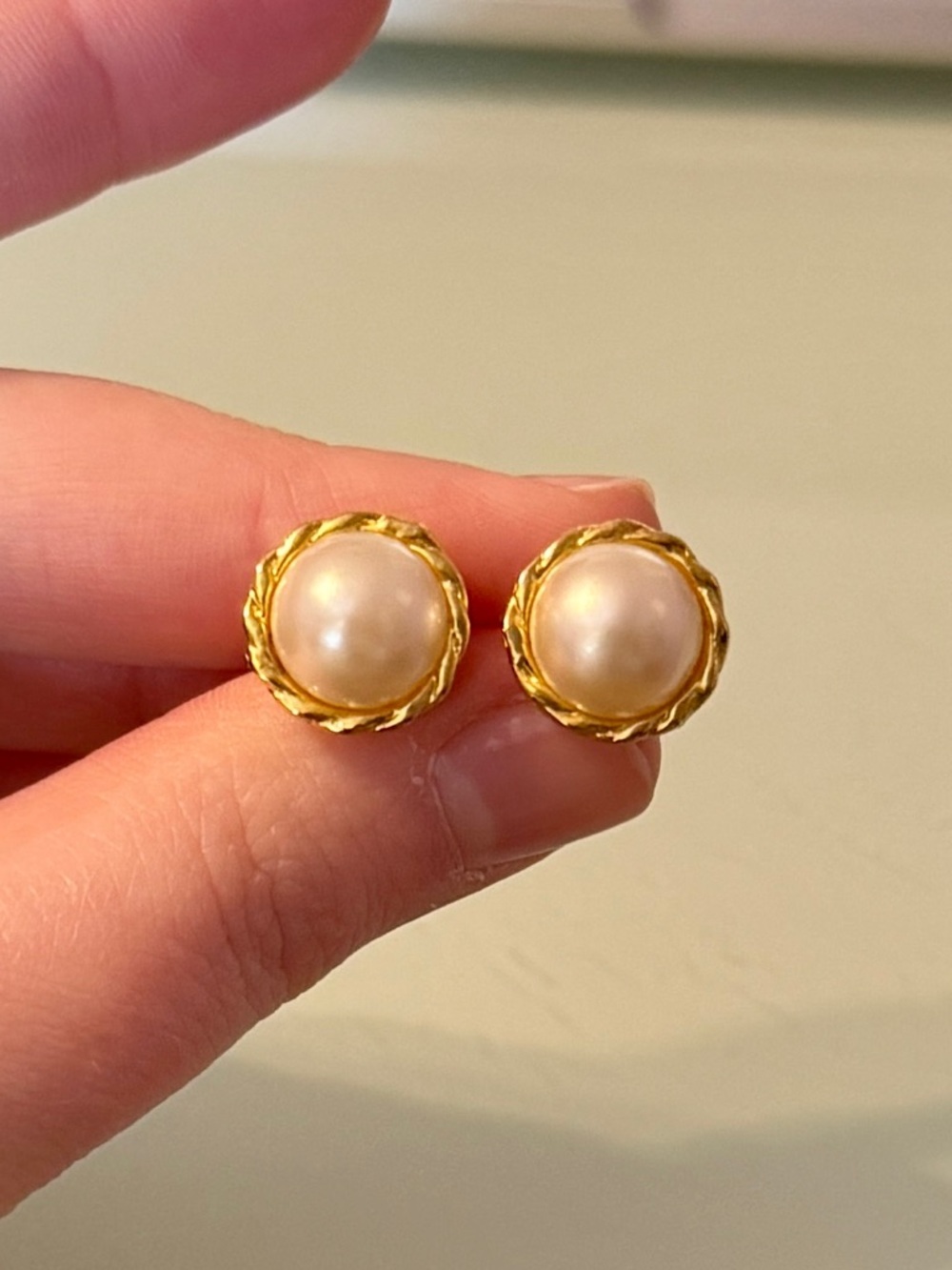 Vintage Gold Pearl Studs